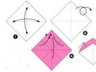 Гвоздика из бумаги своими руками для украшения обеденного стола Оригами красной гвоздики простой вариант